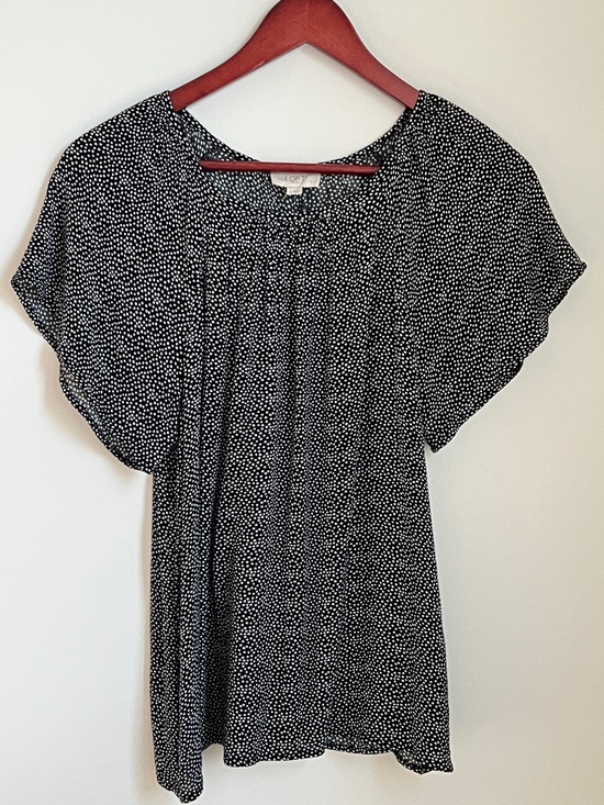 LOFT Tops - LOFT | Black & White Dot Short Flutter Sleeves Office Blouse Style #612187 Small